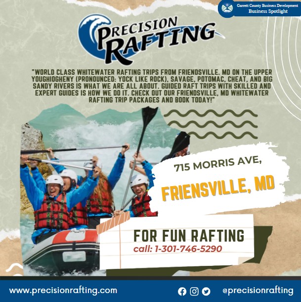 Today's Business Spotlight 📣 is on Precision Rafting!! 
Visit them at www.precisionrafting.com or Precision Rafting
Follow us to see more daily Garrett County Business Spotlights!
If you are interested in having your business featured contact Connor Norman at cnorman@garrettcounty.org. #businessdevelopment #garrettcountymd